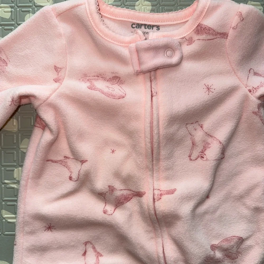 Carters Baby Girl Fleece Footie Pajama Onesies w/ Animals Size 3 Months